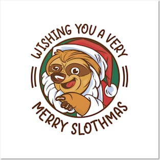 Wishing You a Very Merry Slothmas // Christmas Sloth Posters and Art